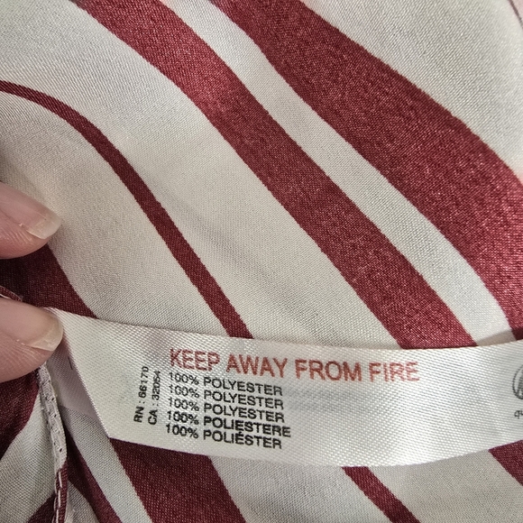 NWT By Anthropologie Satin Asymmetrical Slip Midi Dress Red/White Stripe L - Picture 12 of 15